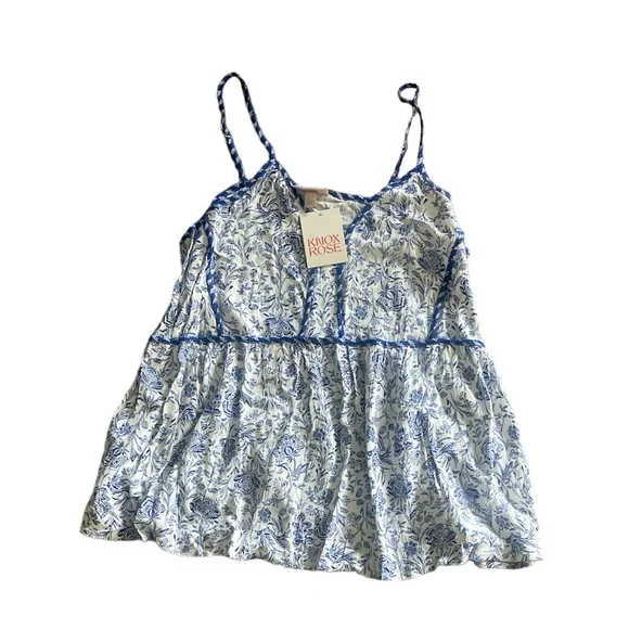 Knox Rose Floral Top Blue size L - Picture 2 of 3